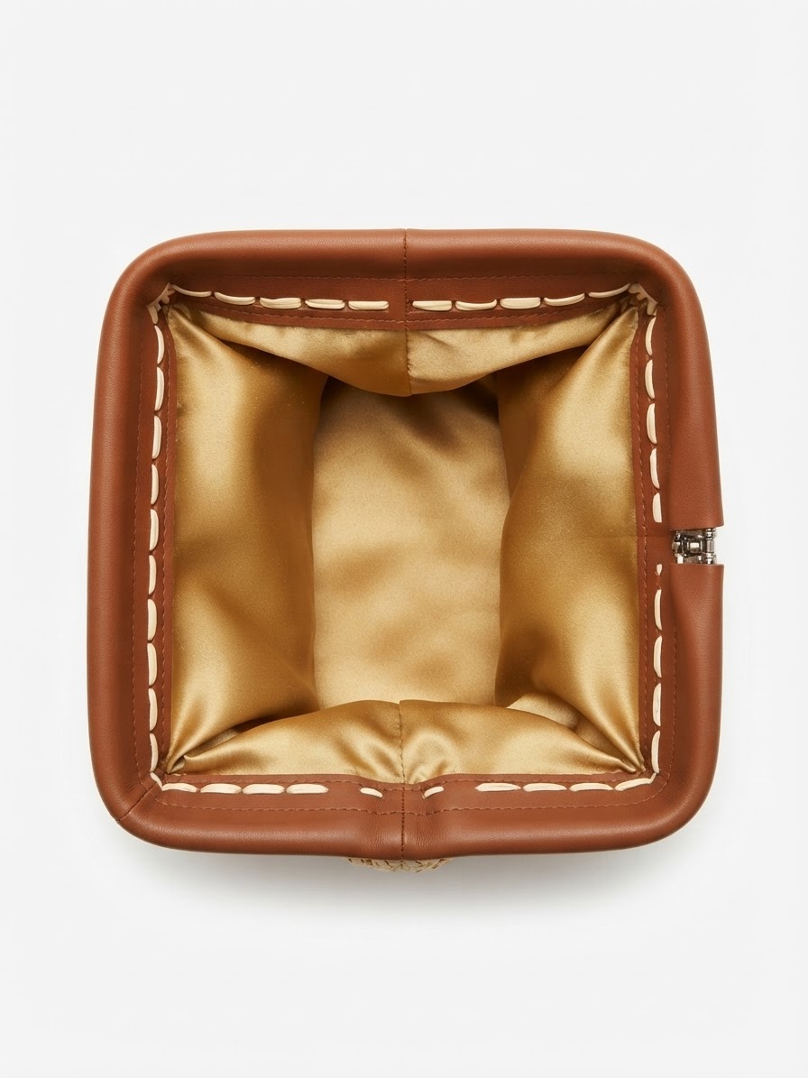 Krem El Yapımı Burslu Clutch Çanta